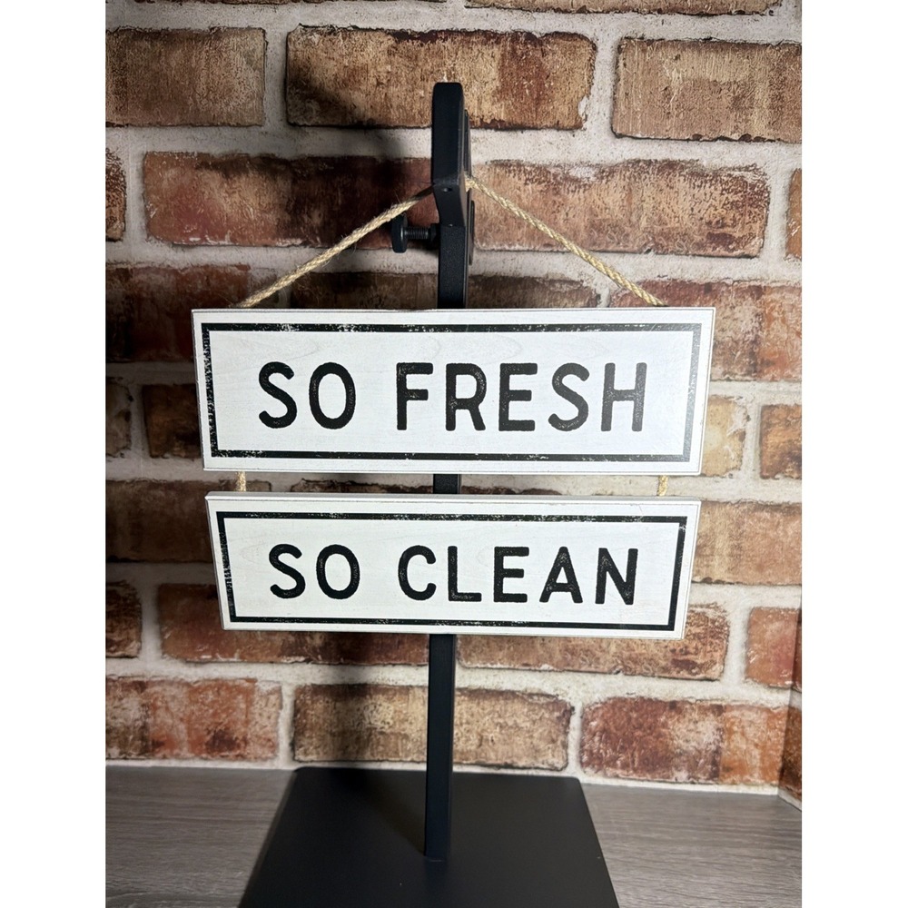 New Wooden White "So Fresh So Clean" Laundry Room Hung Sign Farmhouse Decor